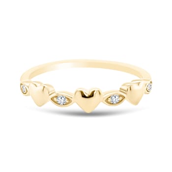 18K Yellow Gold Diamond Heart Ring  .06ctw