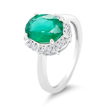 14K White Gold Emerald and Diamond Ring 2.01ctw