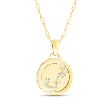 14K Yellow and White Gold Scorpio Zodiac and Constellation Rotary Pendant