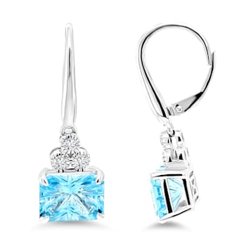 18K White Gold Sky Blue Topaz and Diamond Earrings 5.42ctw