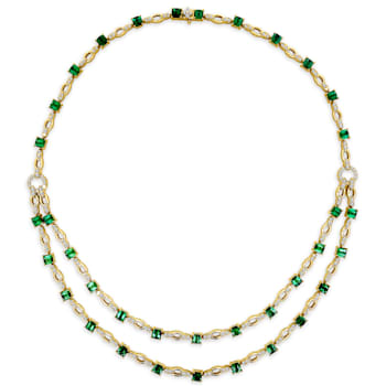 18K Yellow Gold Green Tourmaline Necklace with 2.69 ctw Diamonds