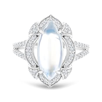 18K White Gold Moonstone and Diamond Ring 3.68ctw