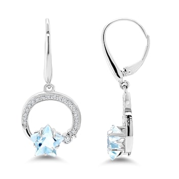 18K White Gold Aquamarine and Diamond Earrings 4.12ctw