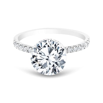 14K White Gold White Topaz and Diamond Ring 2.90ctw