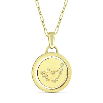 Yellow gold Plate over Sterling Silver Capricorn Zodiac Constellation Pendant