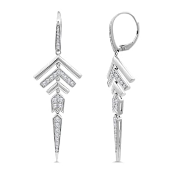 18K White Gold Link Drop Diamond Earrings 1.23ctw