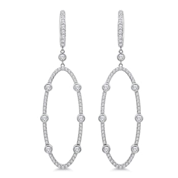 18K White Gold Drop Dangle Diamond Earrings 1.13ctw