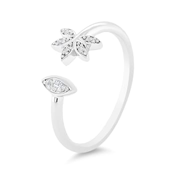 White Sapphire Round Chain Style Ring, Sterling Silver