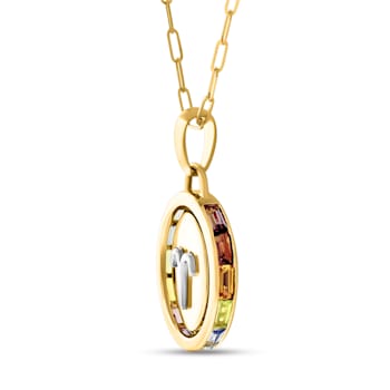 14K Yellow and White Gold Cancer Zodiac and Constellation Rotary Pendant