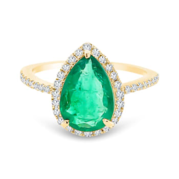 18K Yellow Gold Emerald and Diamond Ring 2.25ctw