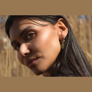 18K Yellow Gold Green Tourmaline and Diamond Earrings