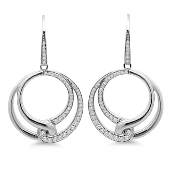 18K White Gold Dangle Diamond Earrings 0.88ctw