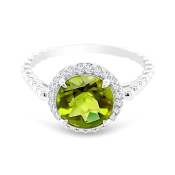 18K White Gold Peridot and Diamond Ring 2.43ctw