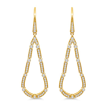 18K Yellow Gold Link Drop Diamond Earrings 1.35ctw