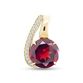 18K Yellow Gold Garnet and Diamond Pendant 4.09ctw