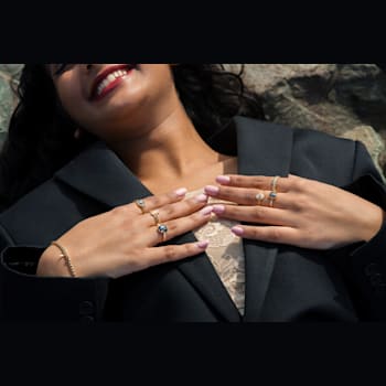 Gold Black Diamond Pear Ring