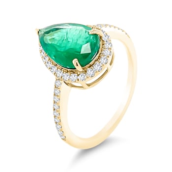 18K Yellow Gold Emerald and Diamond Ring 2.25ctw