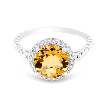 18K White Gold Citrine and Diamond Ring 1.94ctw