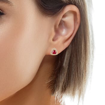 10K Yellow Gold Pink Tourmaline Adjustable Earrings with 0.25 ctw Diamonds