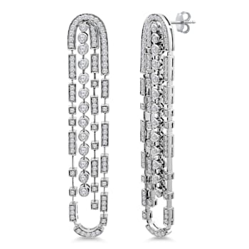 18K White Gold Drop Dangle Diamond Earrings 2.55ctw