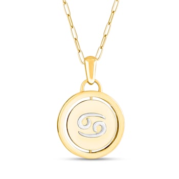 14K Yellow and White Gold Cancer Zodiac and Constellation Rotary Pendant
