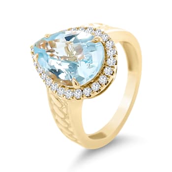 18K Yellow Gold Aquamarine and Diamond Ring 3.79ctw