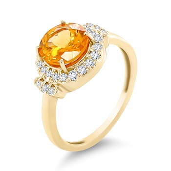 14K Yellow Gold Spessartite and Diamond Ring 2.18ctw