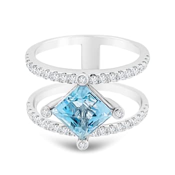 18K White Gold Aquamarine and Diamond Ring 2.26ctw
