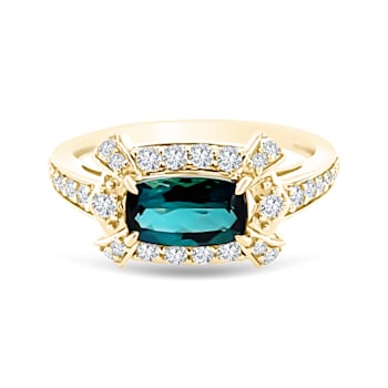 18K Yellow Gold Green Tourmaline and Diamond Ring 1.45ctw
