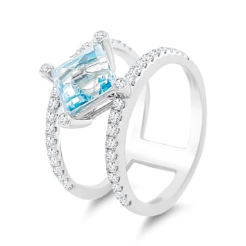 18K White Gold Aquamarine and Diamond Ring 2.26ctw