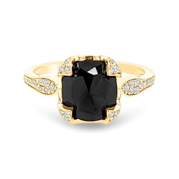 Gold Black Cushion Shape Diamond Ring