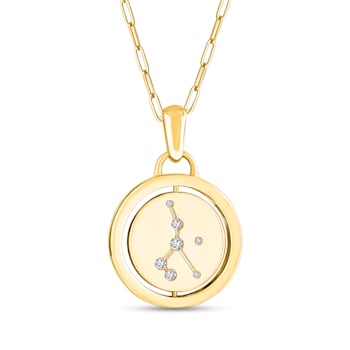 14K Yellow and White Gold Cancer Zodiac and Constellation Rotary Pendant