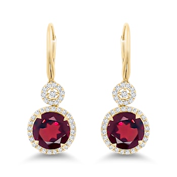 18K Yellow Gold Garnet and Diamond Earrings 8.30ctw