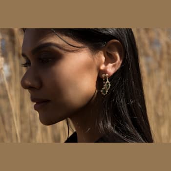 18K Yellow Gold Green Tourmaline and Diamond Earrings
