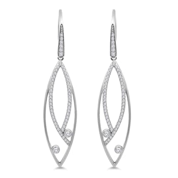 18K White Gold Link Drop Diamond Earrings 0.65ctw
