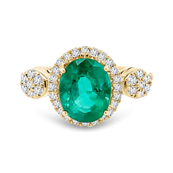 14K Yellow Gold Emerald and Diamond Ring  2.36ctw