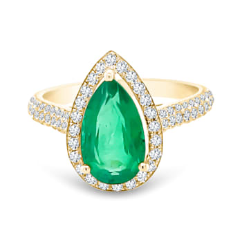 18K Yellow Gold Emerald and Diamond Ring 2.60ctw