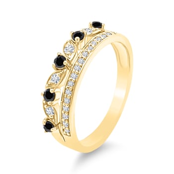 18K Yellow Gold Black and White Modern Diamond Ring