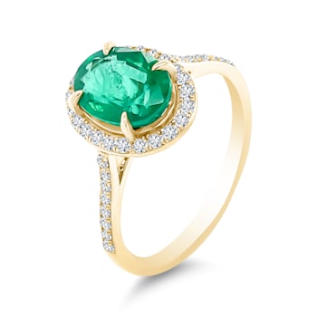18K Yellow Gold Emerald and Diamond Ring 1.86ctw