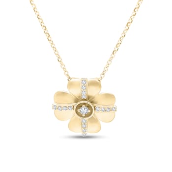 18K Yellow Gold Diamond Flower Pendant .12ctw