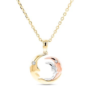 14K Yellow Gold Moon Diamond Necklace