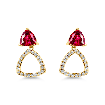 10K Yellow Gold Pink Tourmaline Adjustable Earrings with 0.25 ctw Diamonds