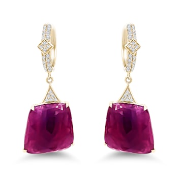 18K Yellow Gold Ruby and Diamond Earrings 21.63ctw