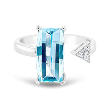18K White Gold Swiss Blue Topaz and Diamond Ring 3.28ctw