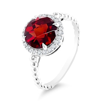 18K White Gold Garnet and Diamond Ring 2.44ctw