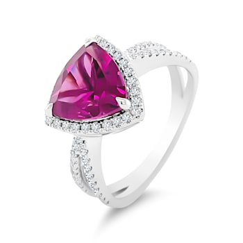 18K White Gold Rhodolite Garnet and Diamond Ring 3.61ctw