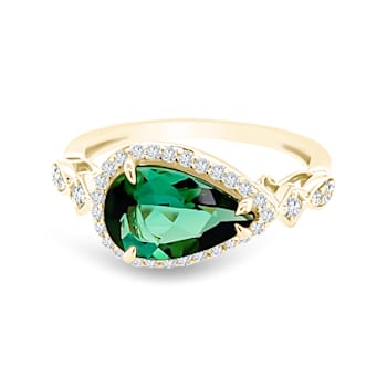 18K Yellow Gold Green Tourmaline and Diamond Ring 2.08ctw