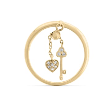 White Sapphire Round Ring, Yellow Gold Plated Sterling Silver