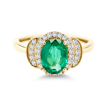 14K Yellow Gold Emerald and Diamond Ring 1.52ctw