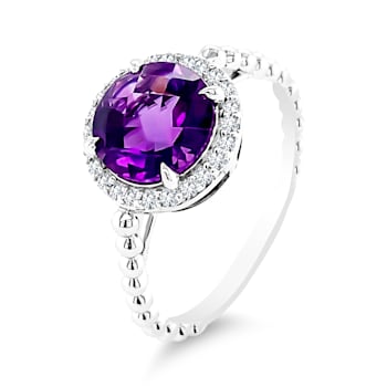 18K White Gold Amethyst and Diamond Ring 1.80ctw